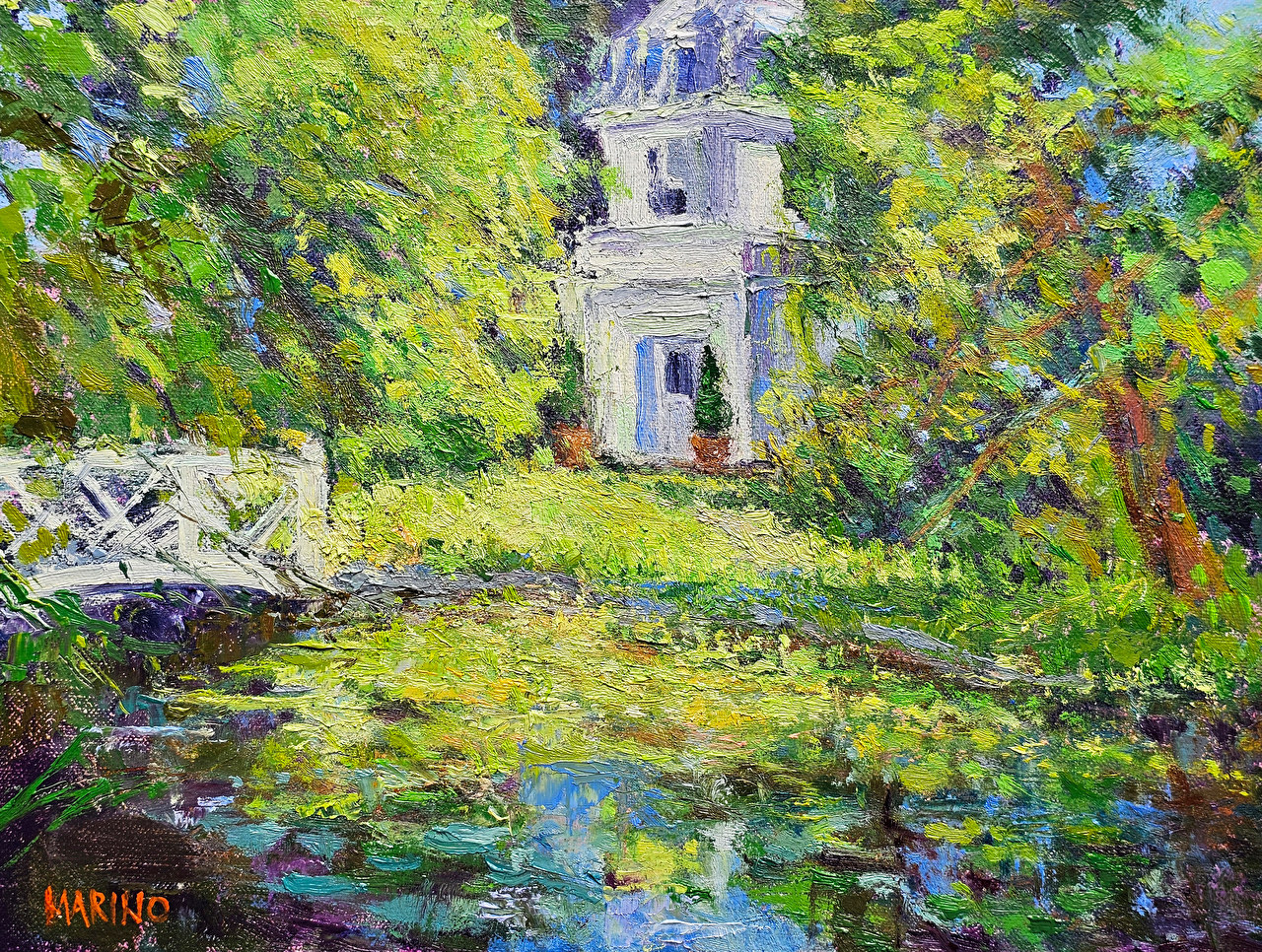 The Paca Summerhouse, an oil of a garden summerhouse by Maria Marino