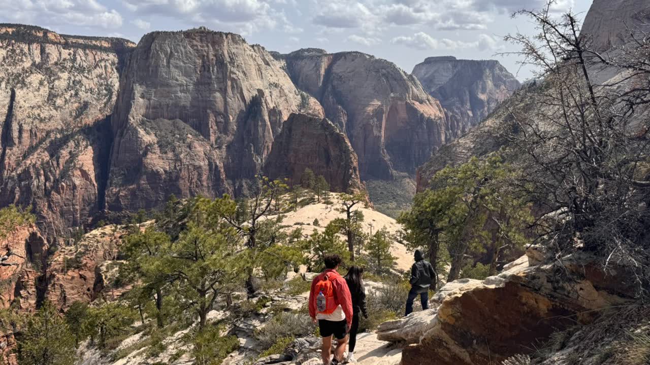Hikers descending into Zion Canyon